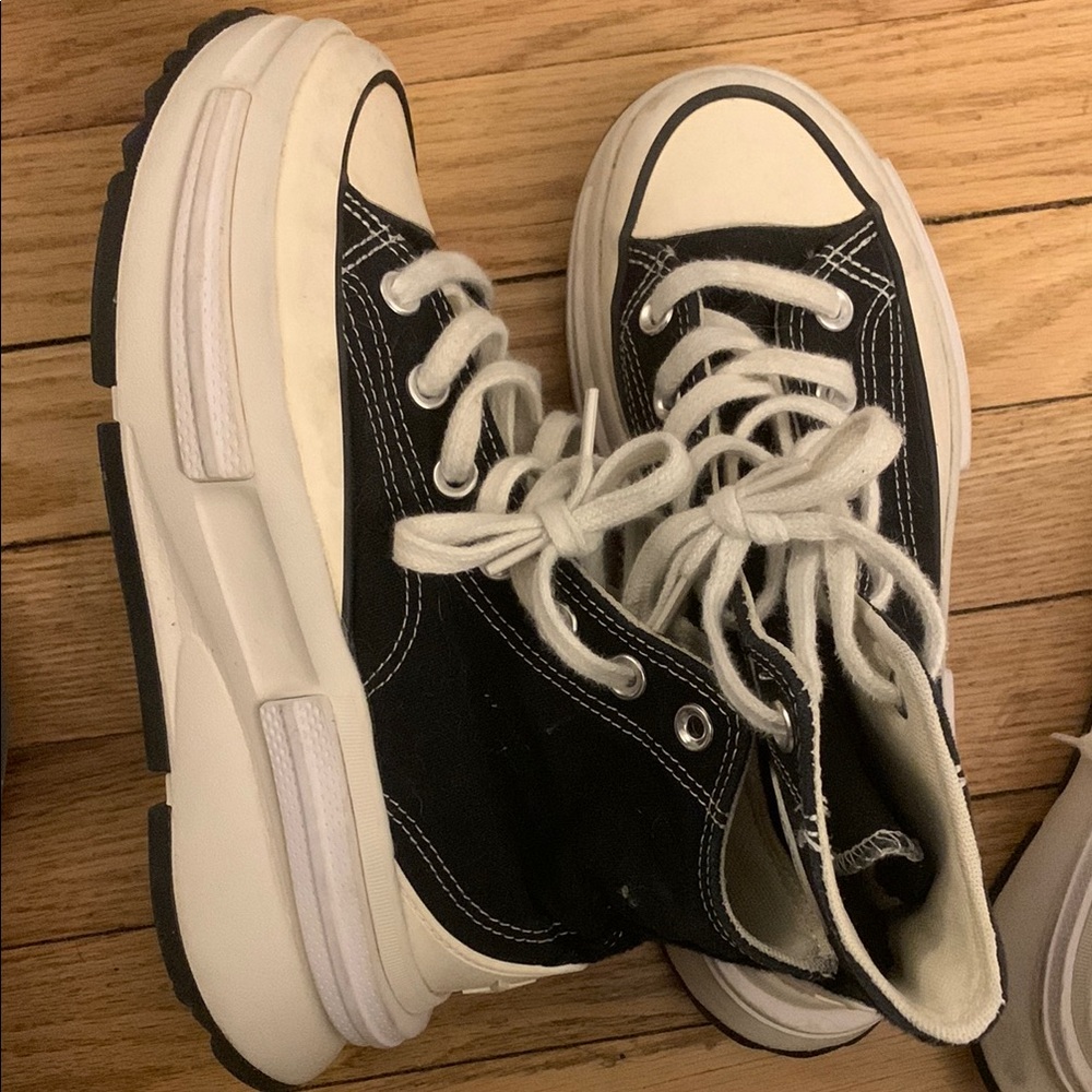 Converse Black and White Low-Top Sneakers with Chunky Sole